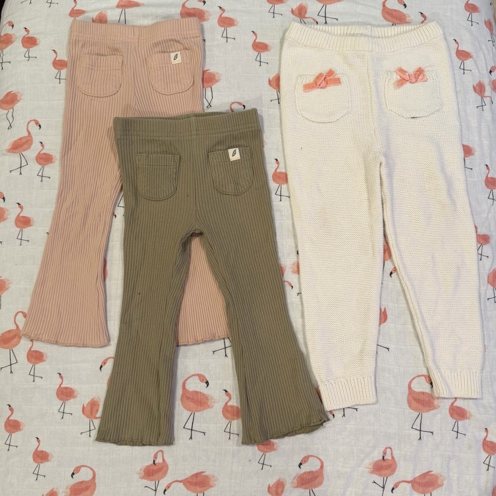 Stylish Kids Bottoms Set - Pink, Olive, and White